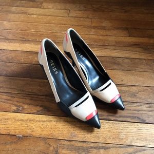 Reiss pointed toe suede / leather mid-heel